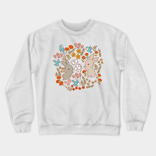 Vintage Bunnies in Spring Crewneck Sweatshirt by Cecilia Mok